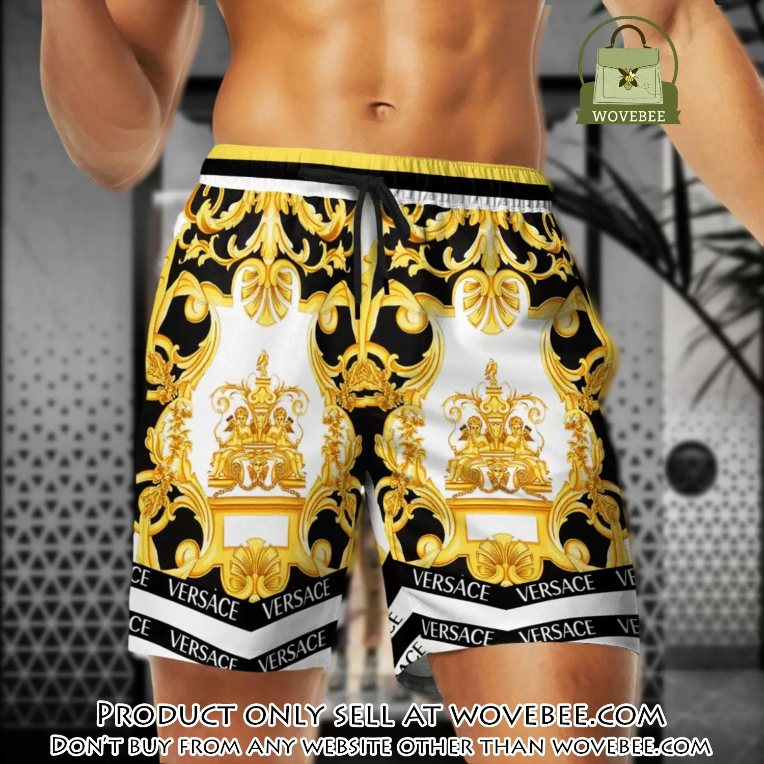 Versace golden luxury brand premium fashion shorts for men wvb0047177